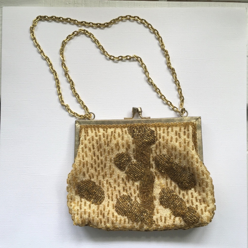 Vintage Gold Beaded Handbag